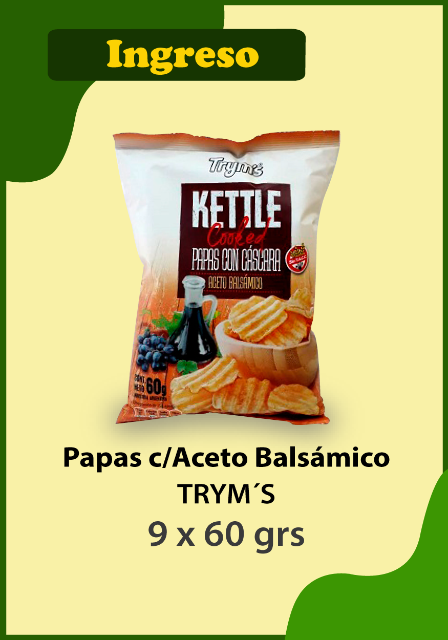 Novedades Productos Trym´s sin TACC Papas c/Aceto Balsamico 9 x 60 gr 